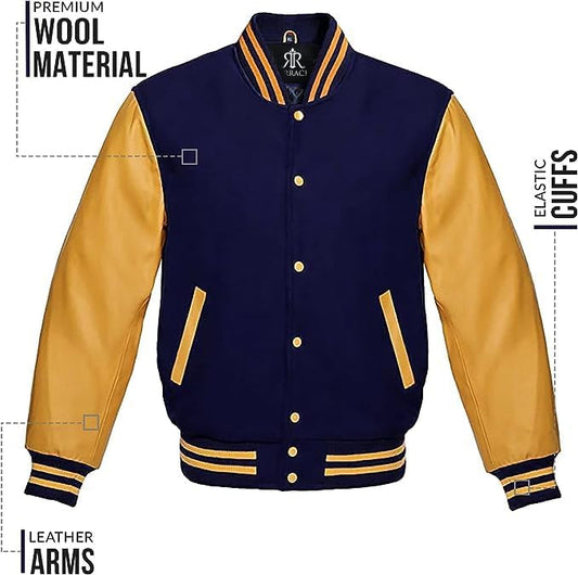 Custom Varsity Jacket with Embroidered Patches - Girrach Original Wool and Leather - girrach