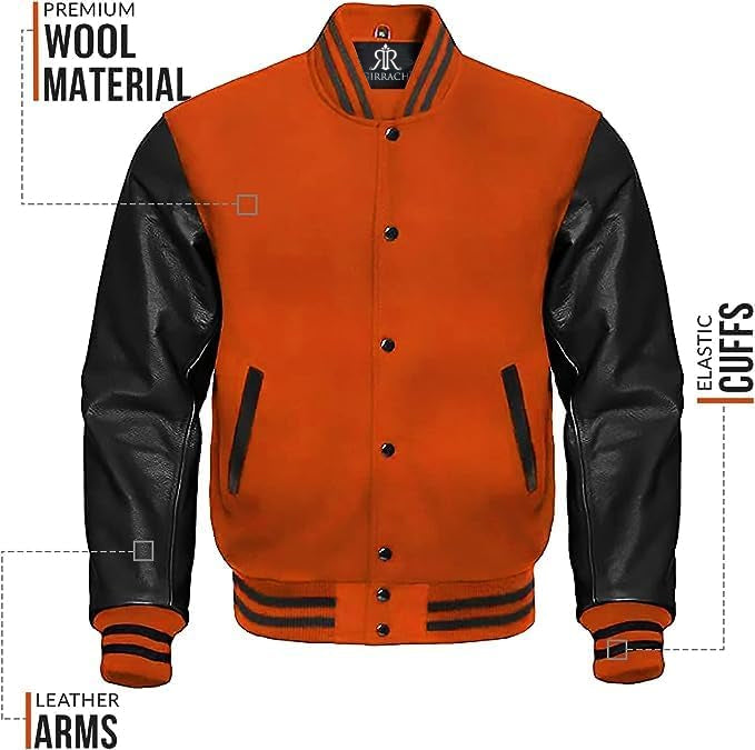 Custom Varsity Jacket with Embroidered Patches - Girrach Original Wool and Leather - girrach