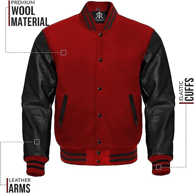 Custom Varsity Jacket with Embroidered Patches - Girrach Original Wool and Leather - girrach