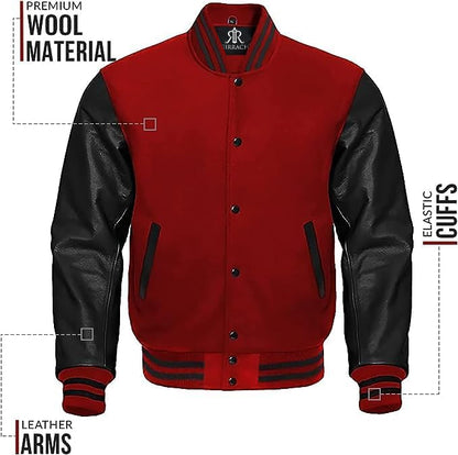 Custom Varsity Jacket with Embroidered Patches - Girrach Original Wool and Leather - girrach