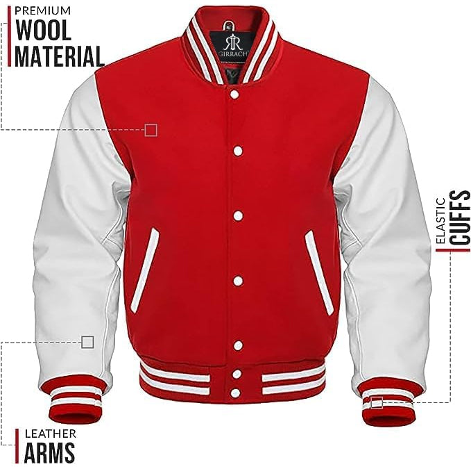 Custom Varsity Jacket with Embroidered Patches - Girrach Original Wool and Leather - girrach