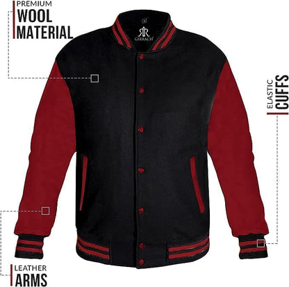 Custom Varsity Jacket with Embroidered Patches - Girrach Original Wool and Leather - girrach