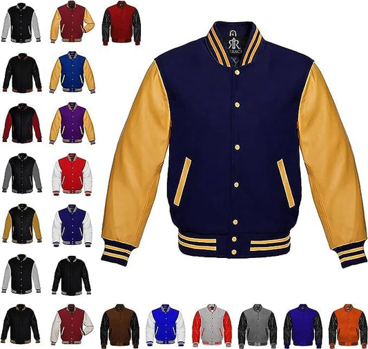 Custom Varsity Jacket with Embroidered Patches - Girrach Original Wool and Leather - girrach