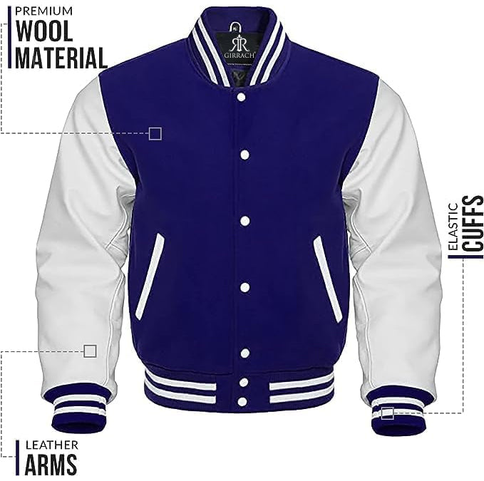 Custom Varsity Jacket with Embroidered Patches - Girrach Original Wool and Leather - girrach