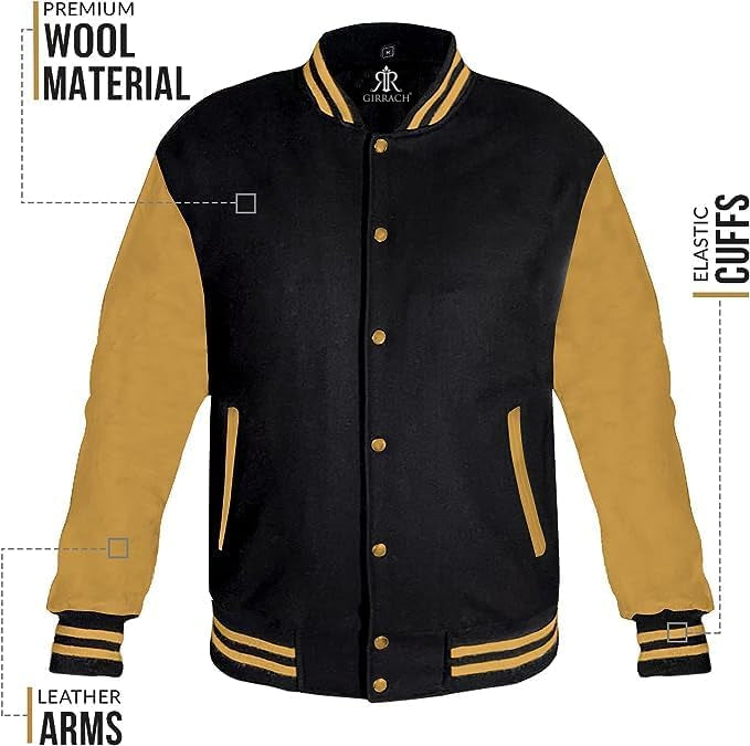 Custom Varsity Jacket with Embroidered Patches - Girrach Original Wool and Leather - girrach