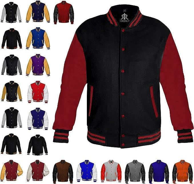 Custom Varsity Jacket with Embroidered Patches - Girrach Original Wool and Leather - girrach