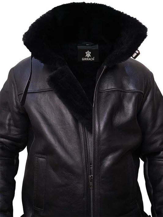 Men’s Black Aviator B3 Shearling Leather Jacket