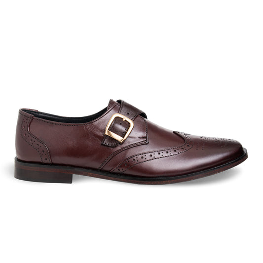 Maroon Single Monk Strap - girrach