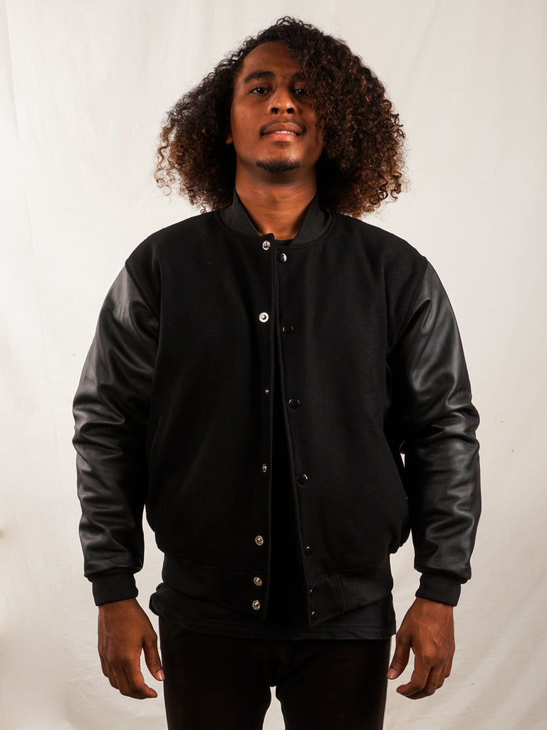 Plain black varsity discount jacket