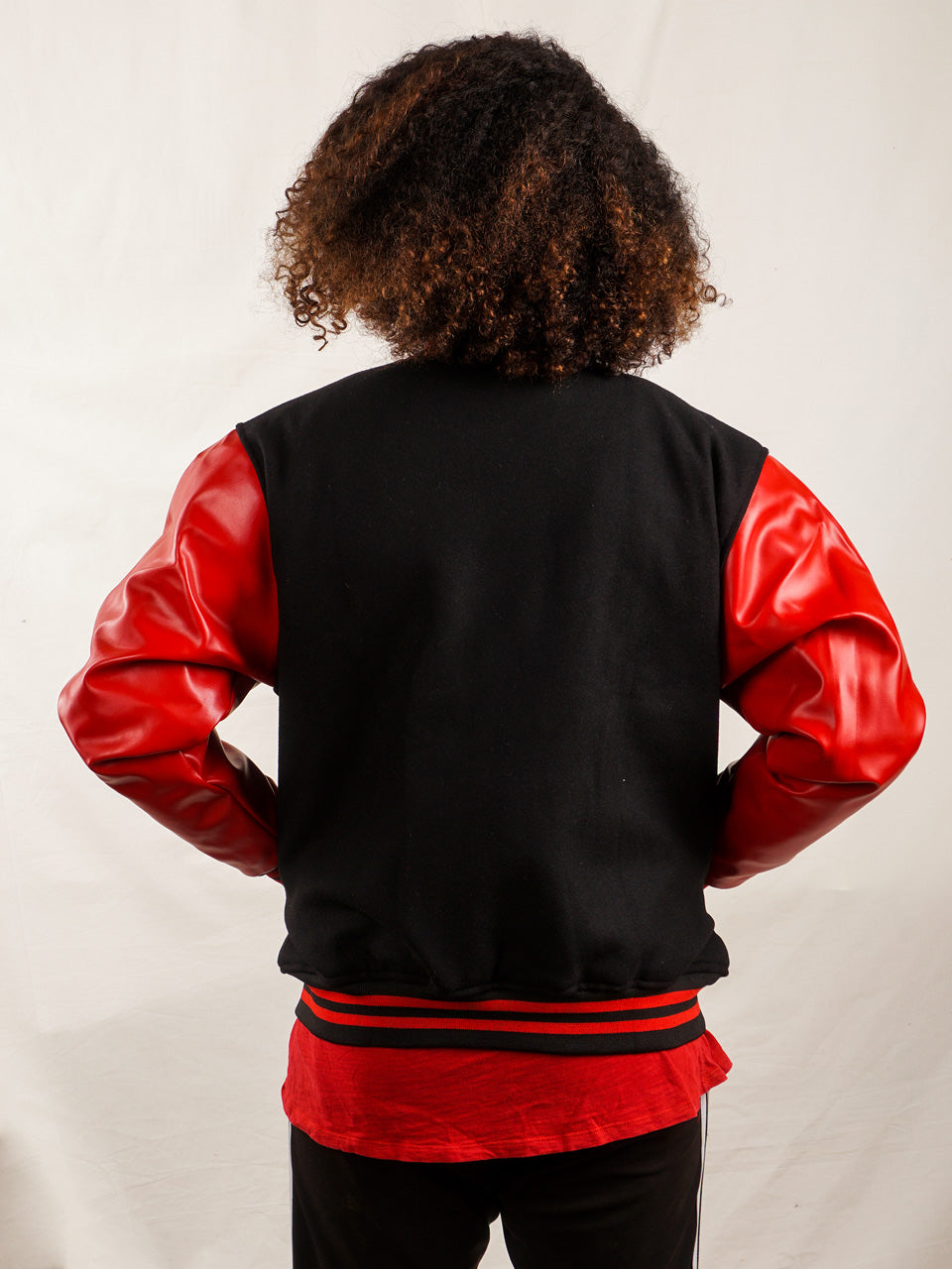 Custom Varsity Jacket with Embroidered Patch - Red and Black - girrach