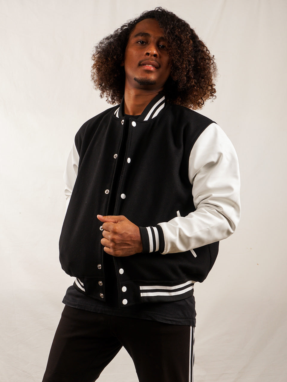 Custom Varsity Jacket with Embroidered patch - Black and White - girrach