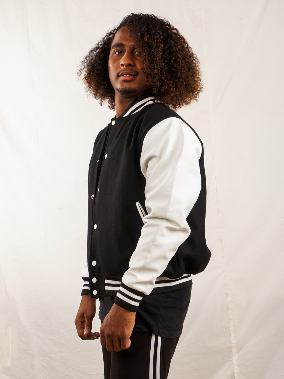 Custom Varsity Jacket with Embroidered patch - Black and White - girrach