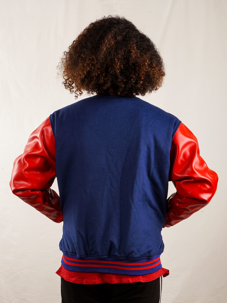 Custom Varsity Jacket with Embroidered patch - Blue and Red - girrach