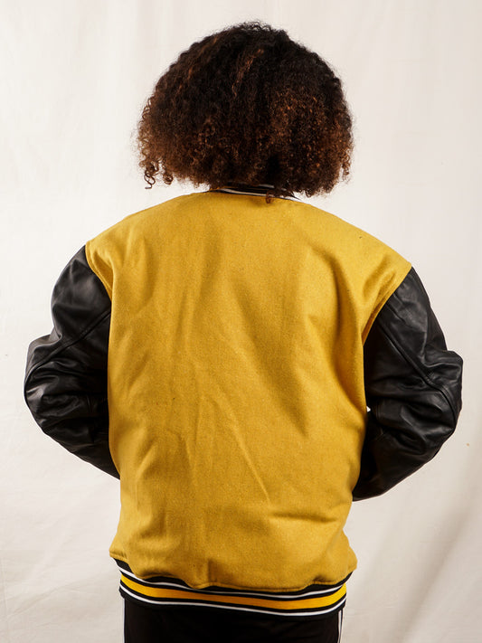 Custom Embroidered Varsity Jacket in Yellow and Black - girrach